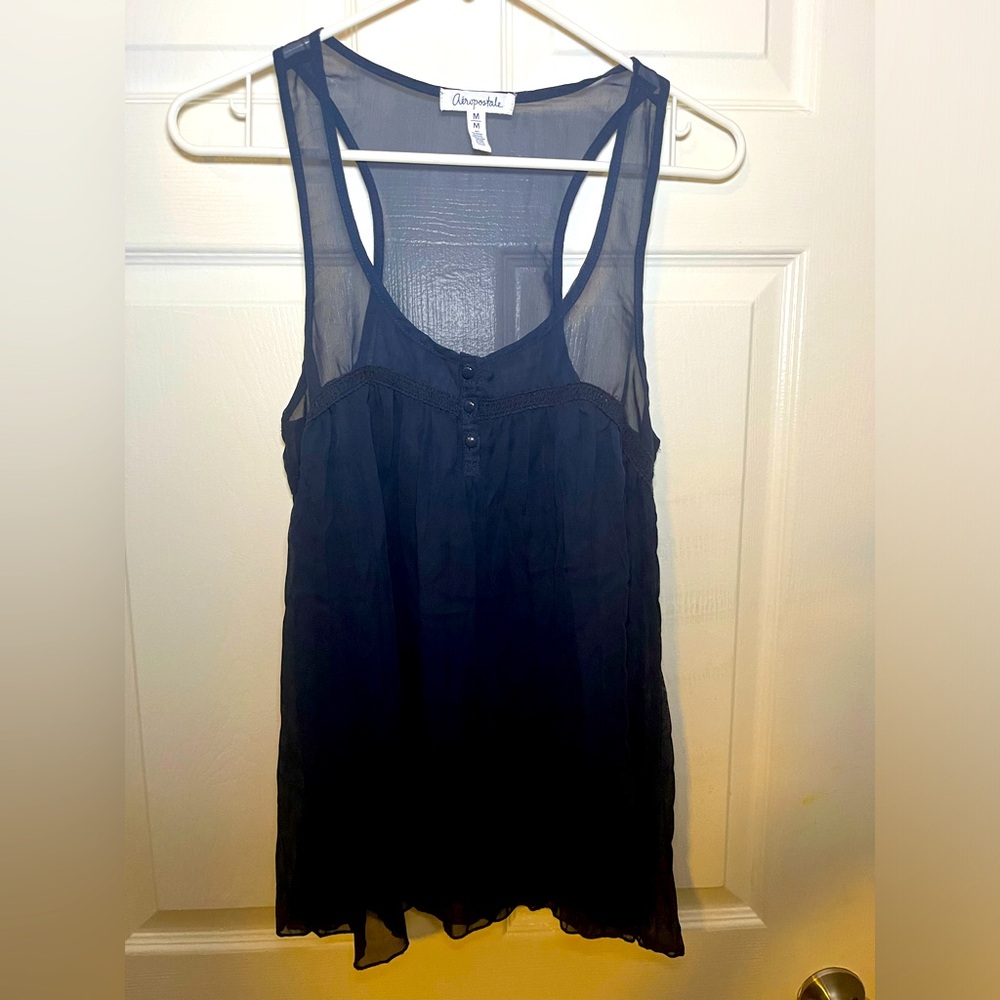 Aeropostale simply beautiful blouse sheer light weight and blue